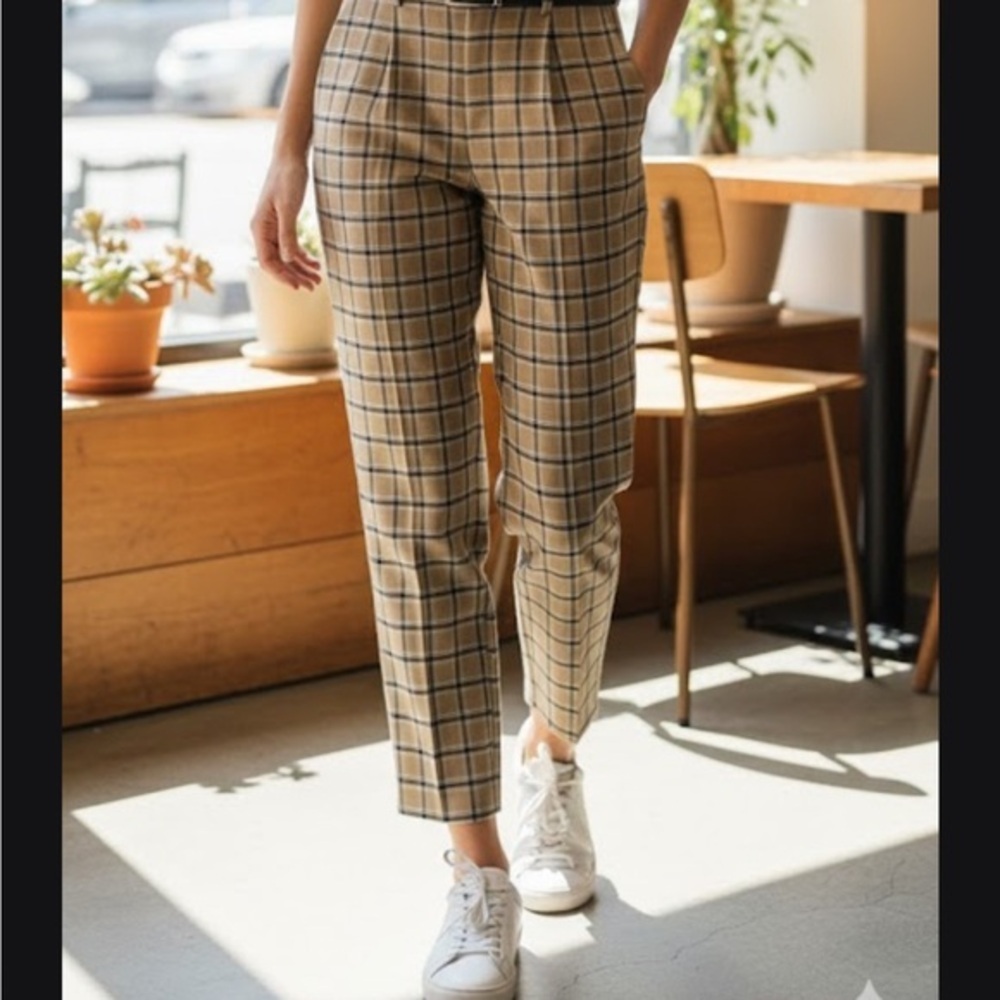Wilfred Beige and Black Checkered Pants